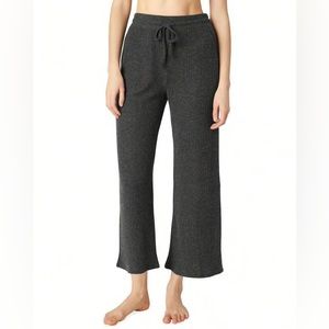 Beyond Yoga Waffle Knit Wide Leg Cropped Pants in charcoal